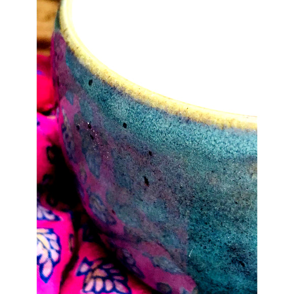 Aqua Pottery Mug with a Carved Sand Dollar in Sea Foam Green & Tan - Picture 5 of 10